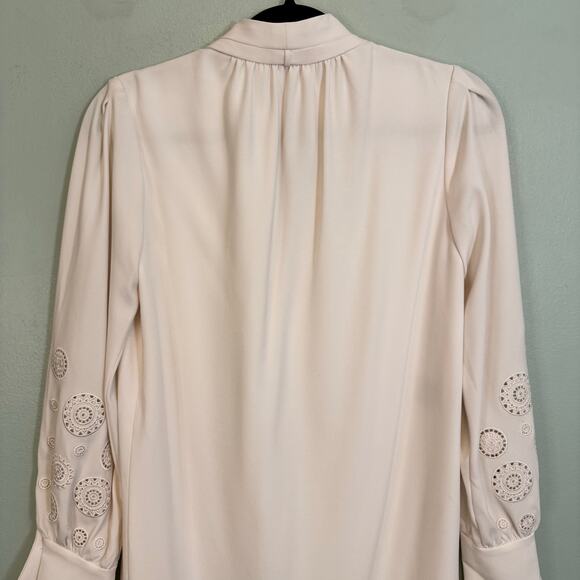 Carlisle Collection Mini Dress Womens 0 Off White Crochet Lace Long Sleeve Lined - Picture 6 of 8